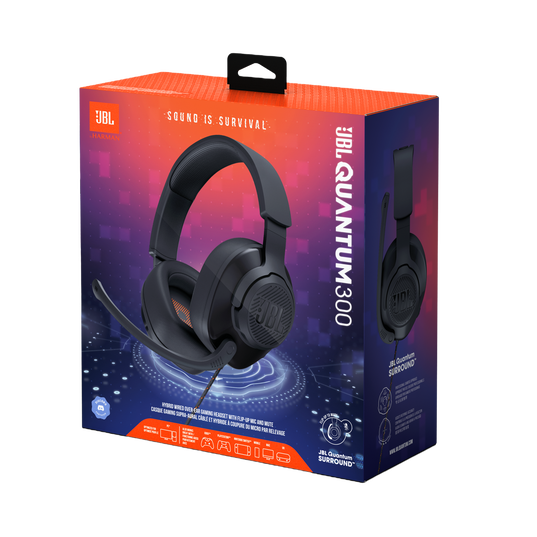 JBL Quantum 300 - Black - Hybrid wired over-ear PC gaming headset with flip-up mic - Detailshot 15
